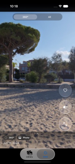 Orbit on iPhone: the next moment, a Sicilian beach, with the flick strip at the bottom